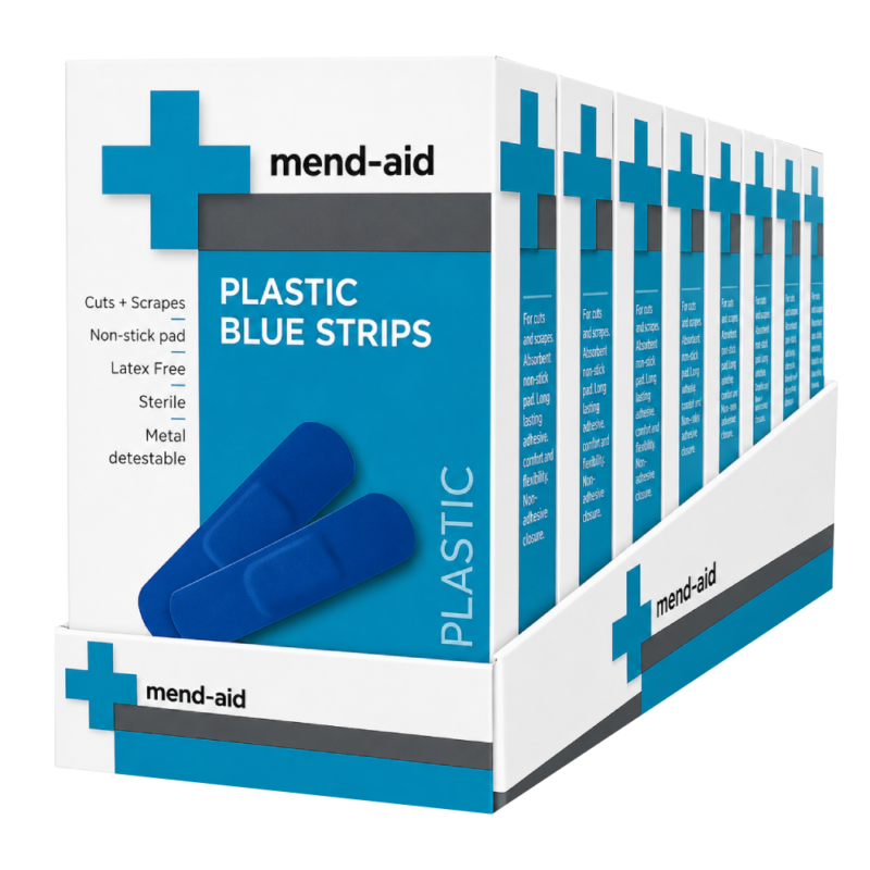 Plastic Blue Strips – 30 Pieces – [Display x 6] – Mend-Aid